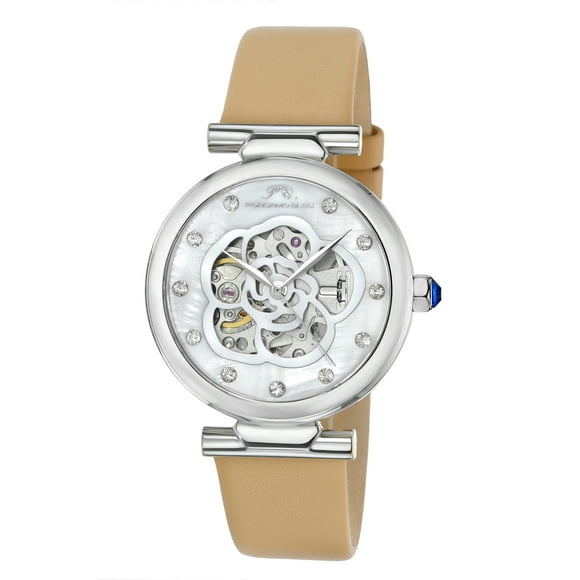 Laura Women's Topaz Gemstone Automatic Beige & Silver Watch 1212ALAL