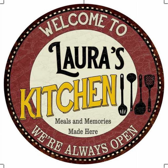 Laura's Kitchen 12" Round Metal Sign Bar Game Room Wall Dco 200120040024