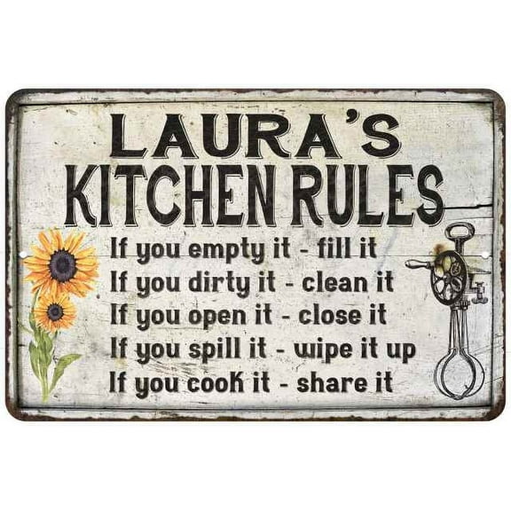 Laura's Kitchen Rules Chic Sign Vintage Decor 8x12 Metal Sign 108120032025