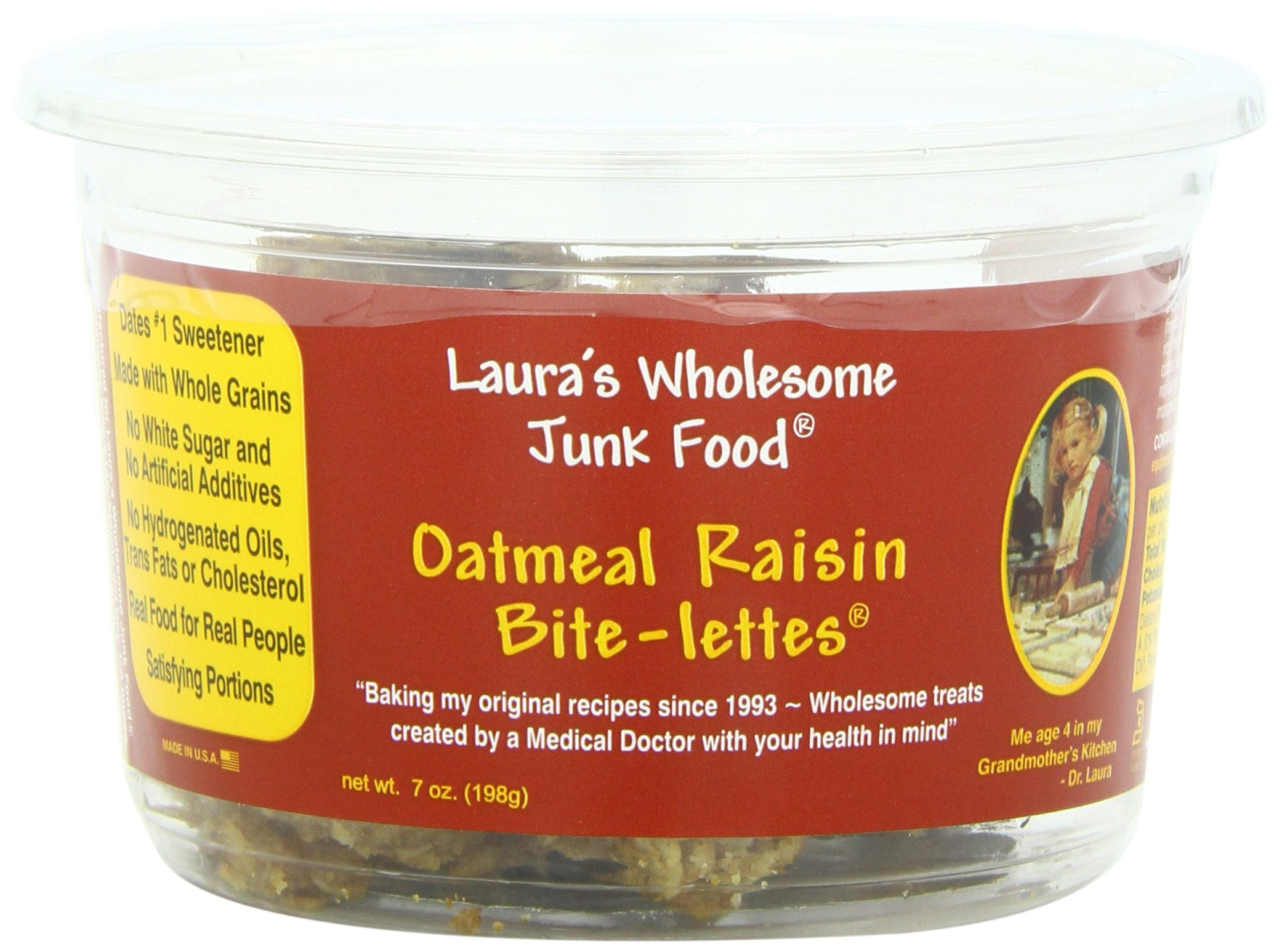 Laura's Wholesome JunkUMRTFood Cookie, Oatmeal Raisin, 7 Ounce (Pack of 6)