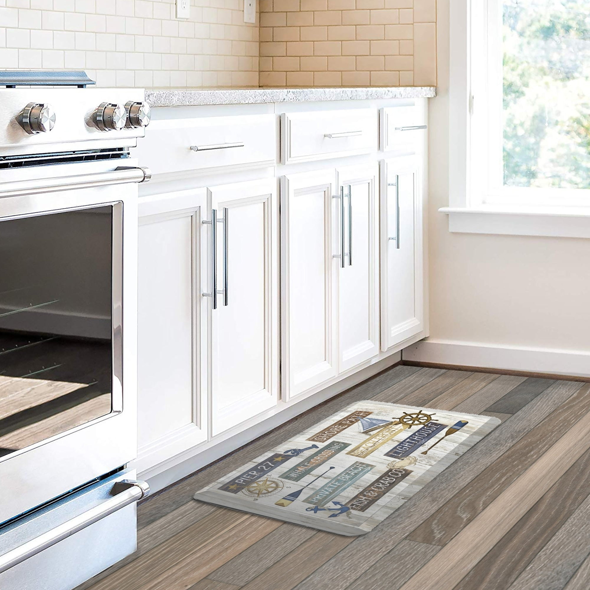 Beach Front Coastal PVC Anti-Fatigue Kitchen Mat 20" x 30"