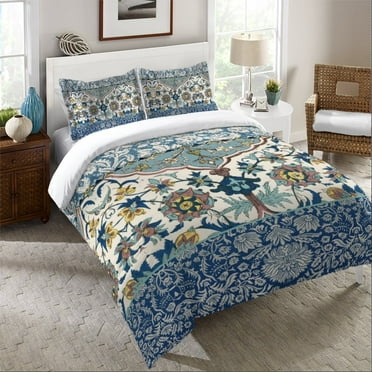 Laural Home  Boho Blue Tapestry Duvet Cover Twin