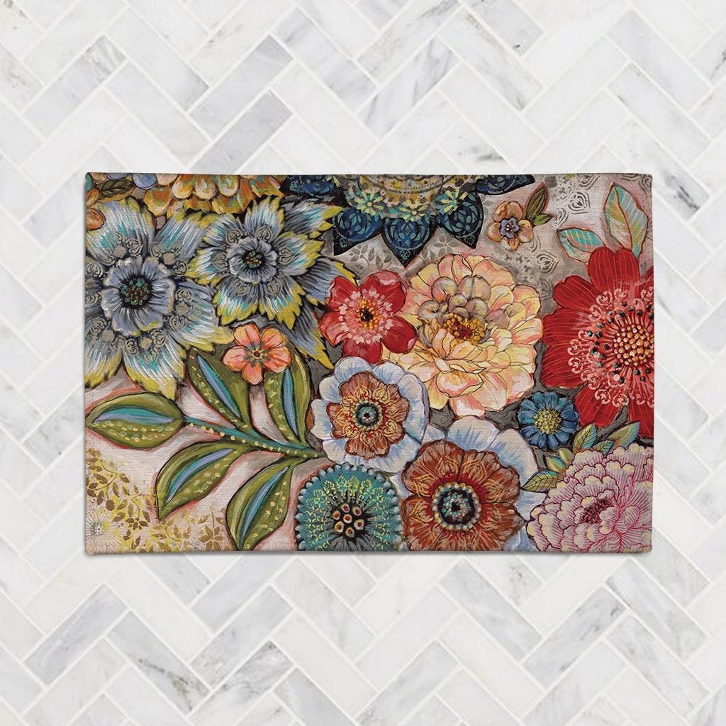 Boho Multicolor Floral Chenille Accent Rug 4' x 6'