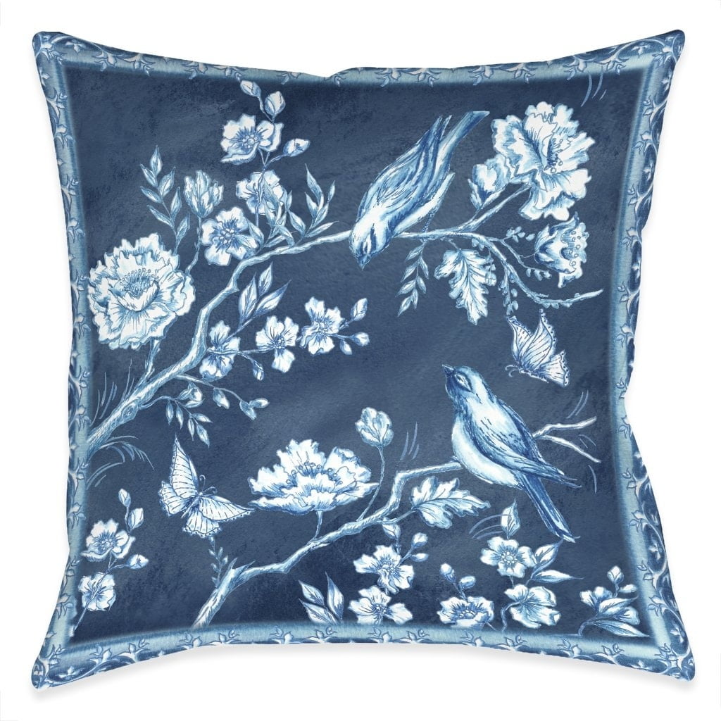 Laural Home Chinoiserie Birds Outdoor Pillow
