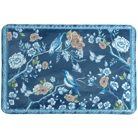 Laural Home Chinoiserie Blushing Birds Memory Foam Rug