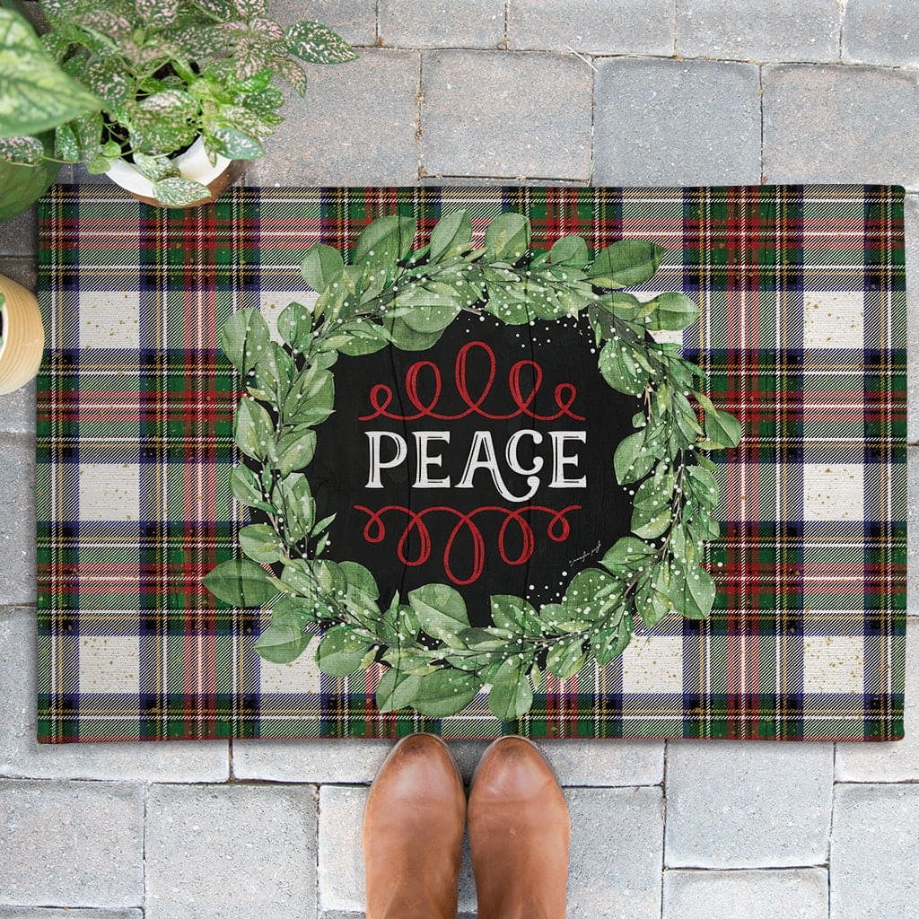 Laural Home Christmas Themed Chenille Outdoor Rug 2' x 3' - Peace ...