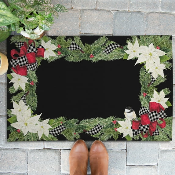 Laural Home Christmas Themed Chenille Outdoor Rug 3' x 5' - Christmas Trimmings