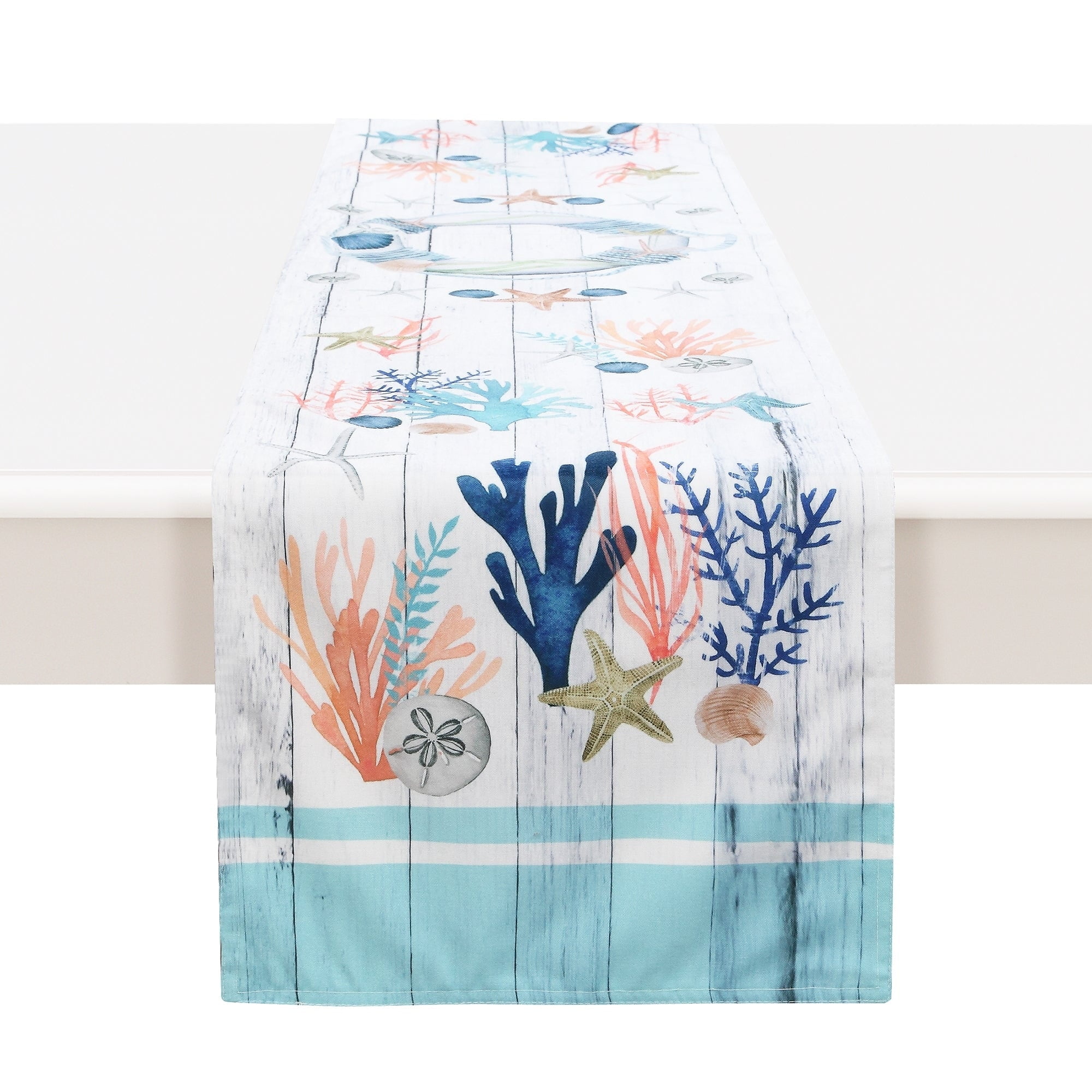 Coastal Reef Multicolor Polyester Table Runner