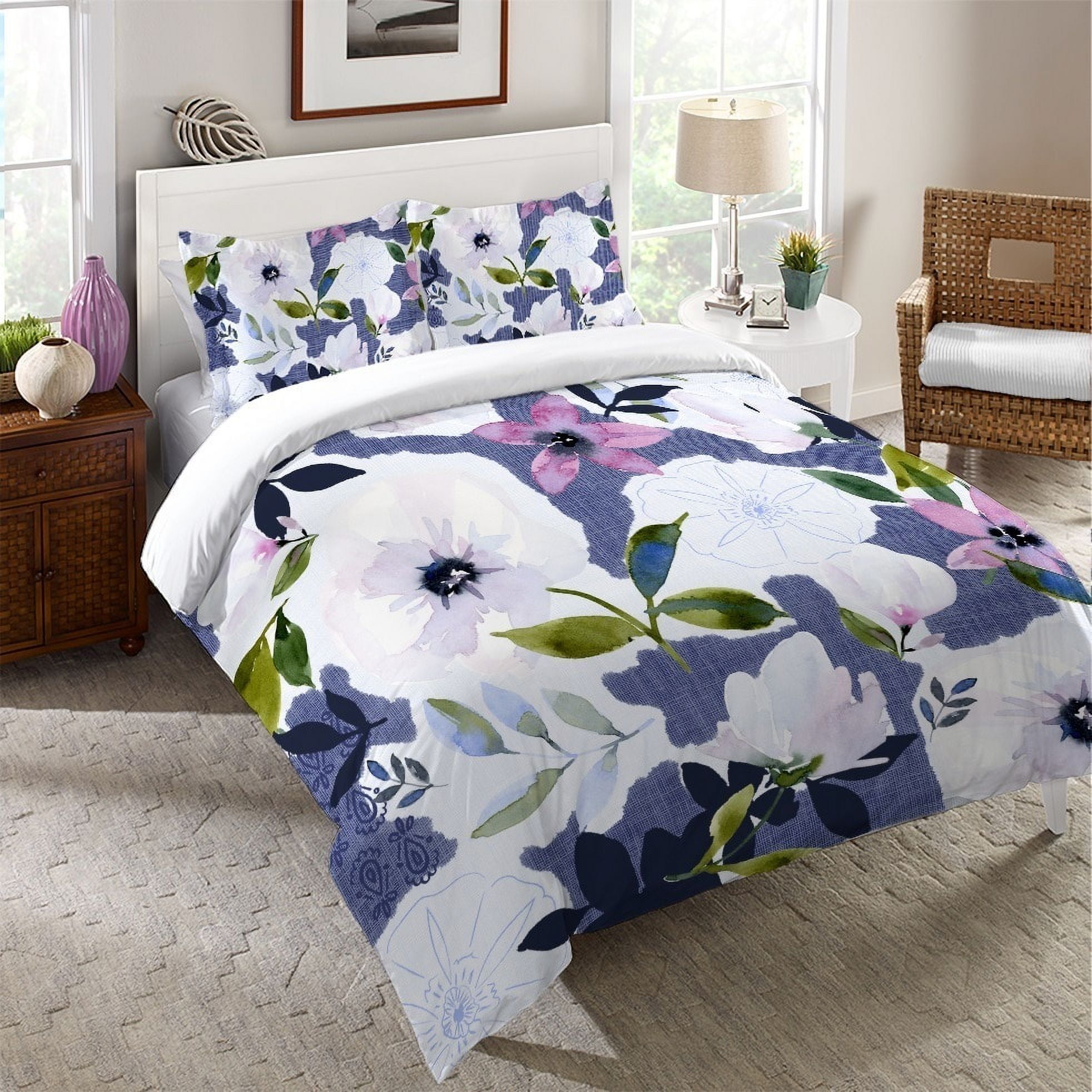 Denim Floral Dreams Twin Polyester Duvet Cover
