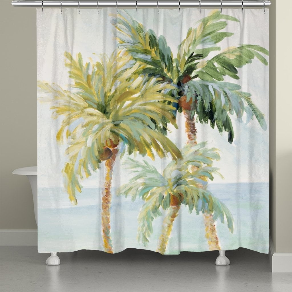 Golden Palm Coastal Polyester Shower Curtain