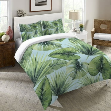 Laural Home  Green Palm Leaves Duvet Cover King
