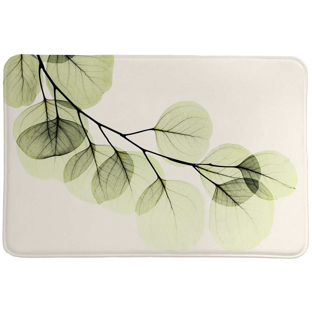 Green Eucalyptus Leaves Memory Foam Rug 21x34