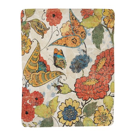 Laural Home Heirloom Floral Sherpa Throw Blanket