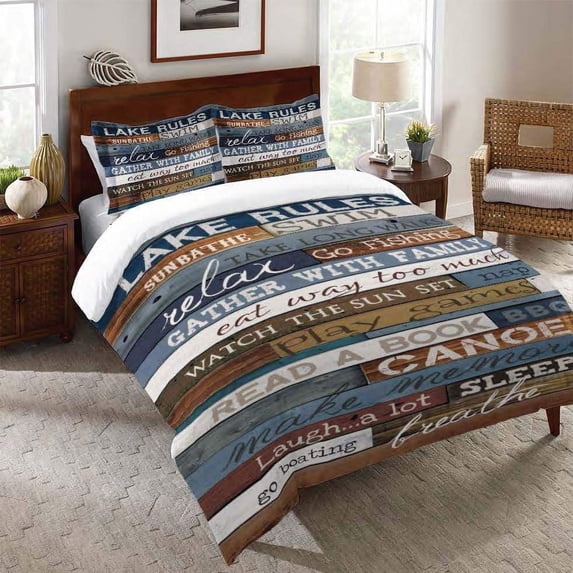 Laural Home Lake Rules Comforter Twin Rustic, Victorian
