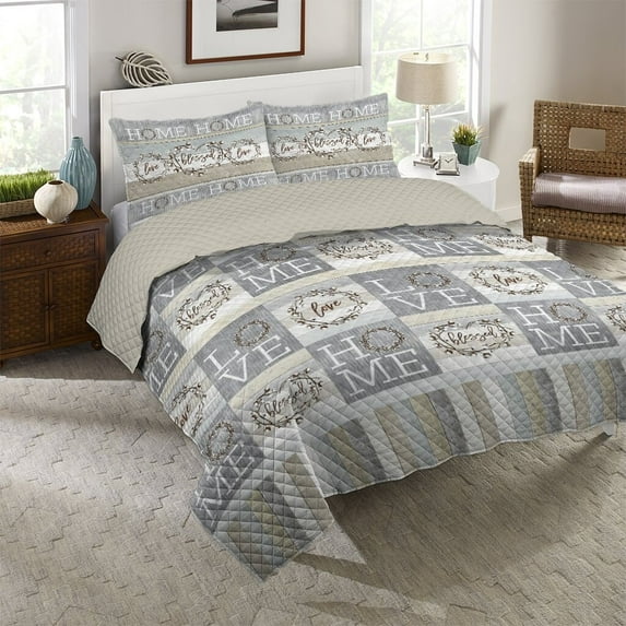 Laural Home Loving Home Cotton Quilt Set Twin 2 Piece