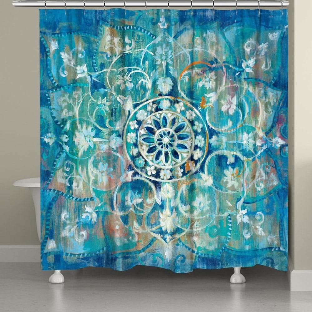 Laural Home  Moody Blue Mandala Shower Curtain