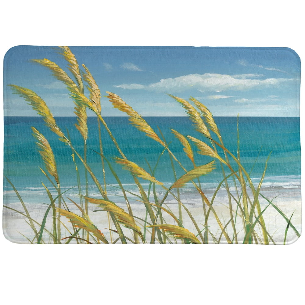 Ocean Breeze Blue and Green Memory Foam Coastal Rug