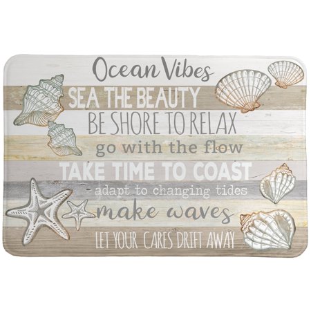 Laural Home Ocean Vibes Natural Memory Foam Rug