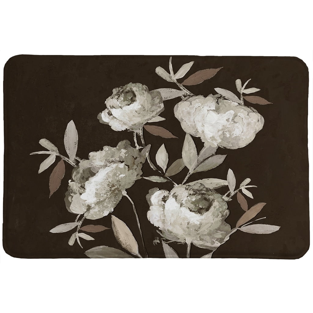 Laural Home Peonies On Ebony Memory Foam Rug - Walmart.com