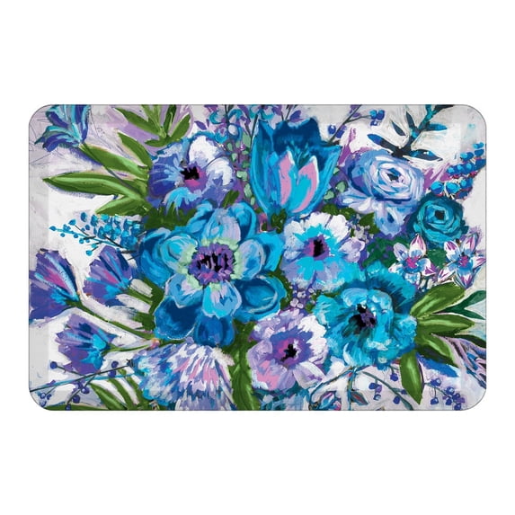 Laural Home Purple and Blue Posies Anti-Fatigue Kitchen Mat 20"X30" - N/A