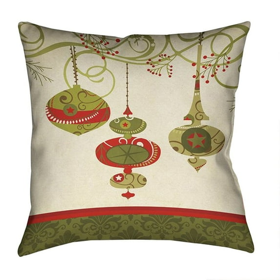 Laural Home Red/Green/Off-white Polyester 18-inch Square Christmas Ornaments Decorative Pillow