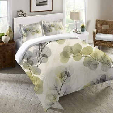 Laural Home  Smoky Eucalyptus Fronds Duvet Cover - Green Twin