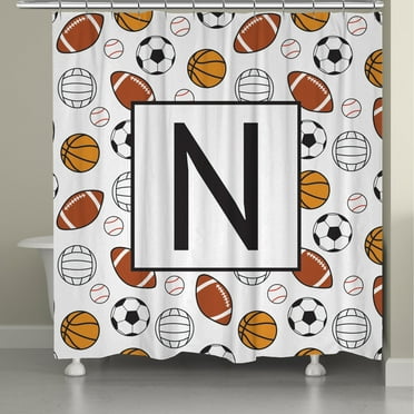 Laural Home  Sports Monogram Shower Curtain Multi