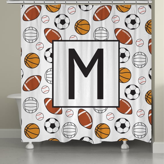 Laural Home Sports Monogram Shower Curtain Multi