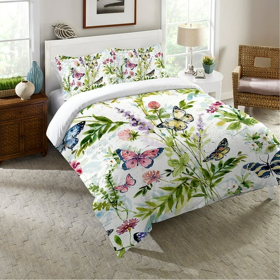 Laural Home  Watercolor Butterflies Comforter Queen