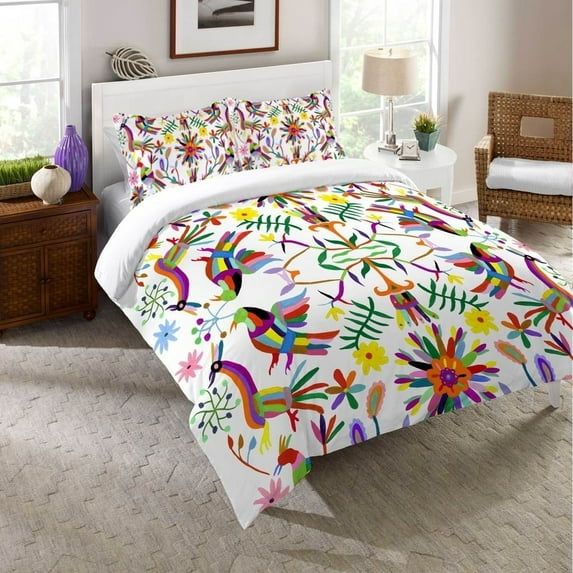 Laural Home Whimsical Folk Art Duvet Cover - Multi-color Twin