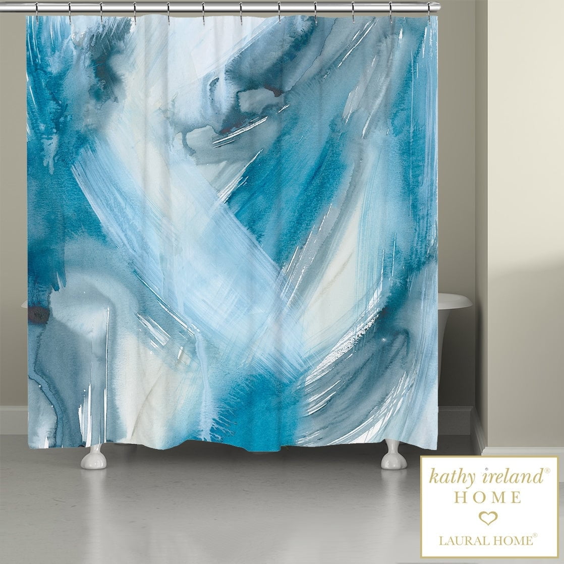 Abstract Blues Watercolor Design Polyester Shower Curtain