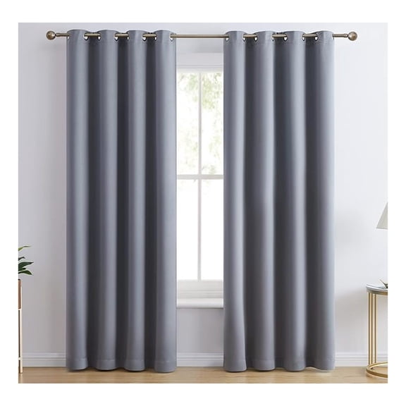 Laurance - Grey Blackout Curtains - Thermal Insulated Blackout Curtains, Heat Absorbing Thermal Insulating Window Panels Grommet Drapes for Living Room, 2 Panels (Steel Grey, 52 W x 84 L)