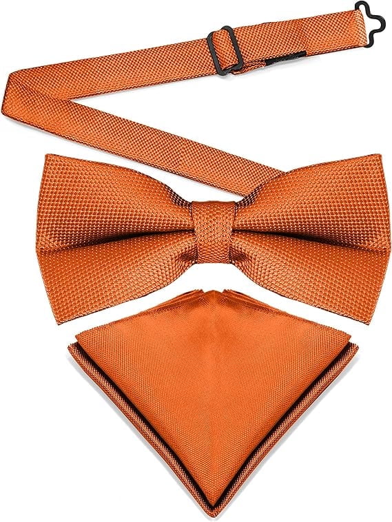 Laurant Bennet Mens Banded Bow Tie And Pocket Square Set Solid Color