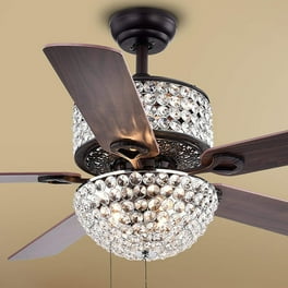 Angel 3-light Crystal Chandelier 5-blade 43-inch Brown Ceiling Fan (Optional Remote) Angel 3-light Crystal Chandelier 5-blade 43-inch Brown Ceiling Fan (Optional Remote)