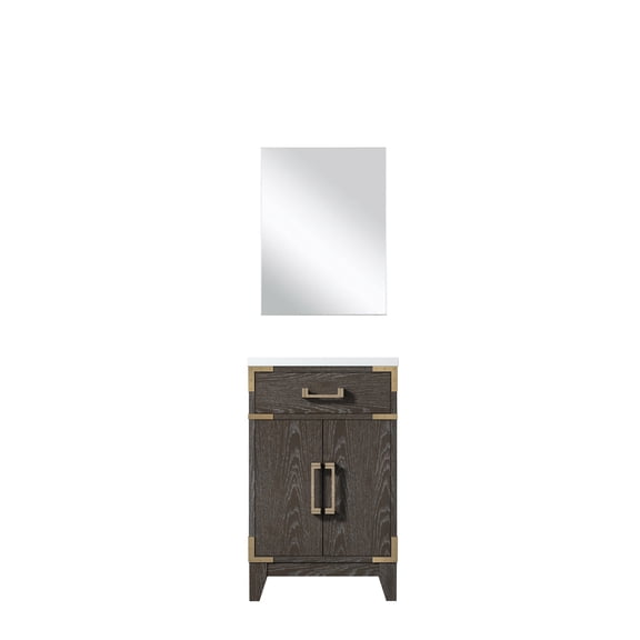 Laurel 20 in W x 18 in D Brown Oak Single Bath Vanity Acrylic Countertop and 18 in Mirror