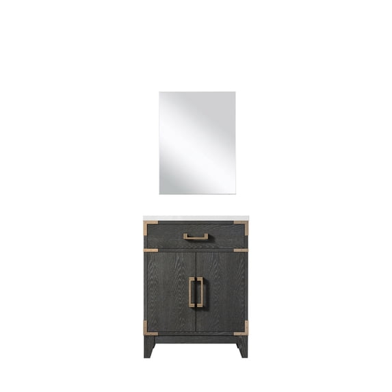 Laurel 24 in W x 18 in D Black Oak Single Bath Vanity Acrylic Countertop and 18 in Mirror