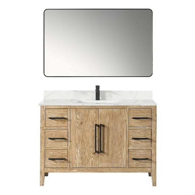 Issac Edwards Collection 48" Single Bathroom Vanity in 2 Color Options with Calacatta White Quartz Stone Countertop with Mirror Option