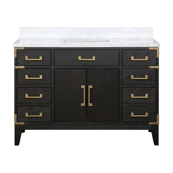 Laurel 48 in W x 22 in D Black Oak Single Bath Vanity and Carrara Marble Top