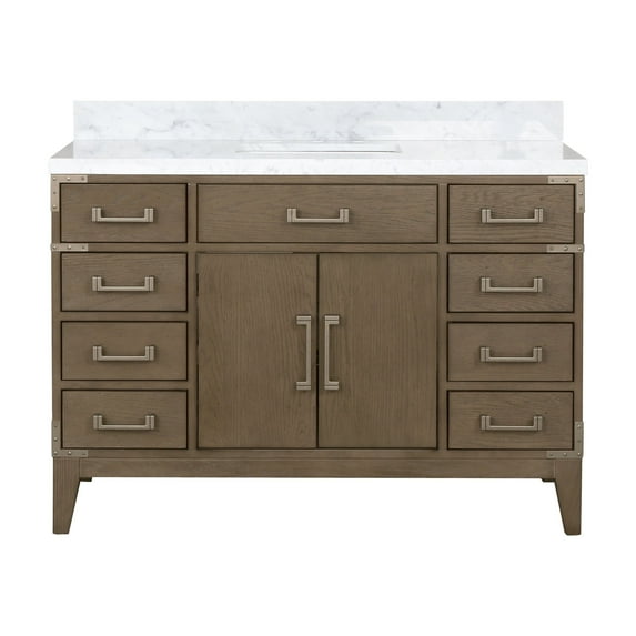 Laurel 48 in W x 22 in D Grey Oak Single Bath Vanity and Carrara Marble Top