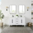 thumbnail image 1 of Laurel 60" Wood Vanity in White Calacatta White Quartz Top with Mirror, 1 of 13