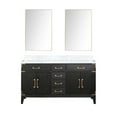 thumbnail image 1 of Laurel 60 in W Black Oak Double Bath Vanity, Carrara Marble Top, and 28 in Mirrors, 1 of 5