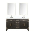 thumbnail image 1 of Laurel 60 in W Brown Oak Double Bath Vanity, White Quartz Top, Faucet Set, & 28 in Mirrors, 1 of 6