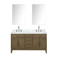 thumbnail image 1 of Laurel 60 in W Grey Oak Double Vanity, Carrara Marble Top, Faucet Set, & 28 in Mirrors, 1 of 9