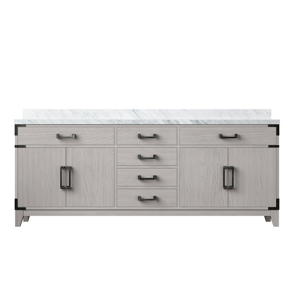 Laurel 80 in W x 22 in D White Oak Double Bath Vanity and Carrara Marble Top