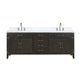 thumbnail image 1 of Laurel 84 in W x 22 in D Brown Oak Double Bath Vanity, Carrara Marble Top, and Faucet Set, 1 of 5