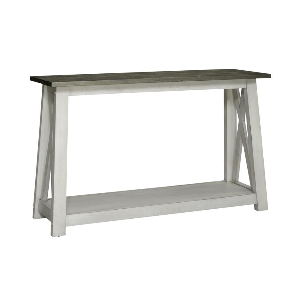 Antique White and Dust Grey Rectangular Sofa Table with Storage