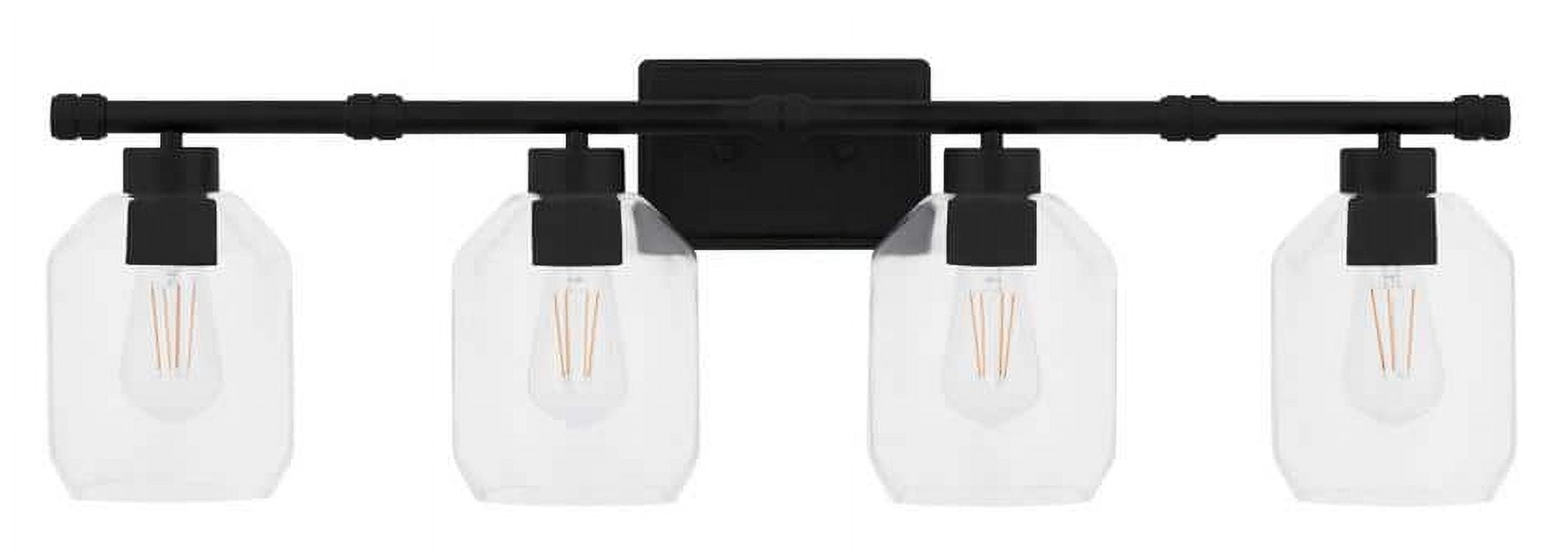 Laurel Brook 34 in. 4-Lights Matte Black Industrial Bathroom Vanity Light