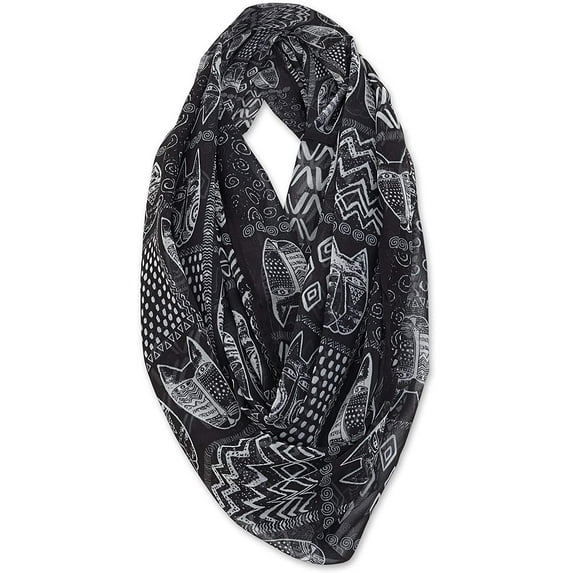 Laurel Burch Artistic Infinity Scarf Collection (Black White Cats