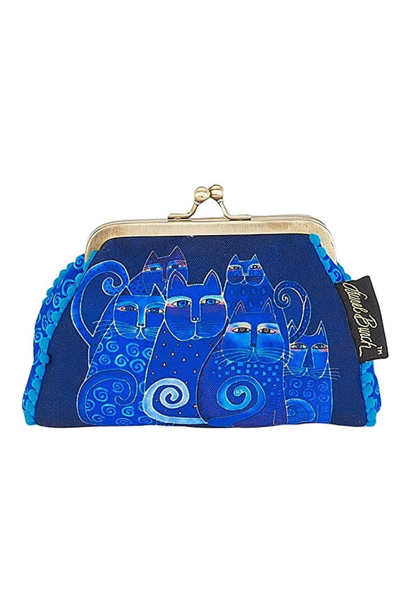 Coin Purse 5.5"X4.8"-Indigo Cats