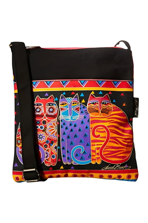 Crossbody Purse Zipper Top, 10 by 10-Inch, Feline Friends